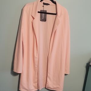 NWT PrettyLittleThing Light Pink/Peach Longline Blazer